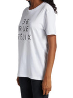 Charger l&#39;image dans la galerie, &quot;The&quot; t-shirt blanc 36 RUE FÉLIX x Saks - Bande wax dos - Unisex

